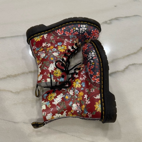 Dr Martens 1460 Pascal Boots Size 5 Floral Clash Wanderlust Red Purple - Picture 8 of 14